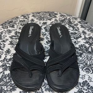 Skechers black heeled sandals. Size 7, and come in box!